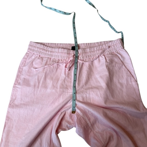 J. Crew Linen Blend Pull On Drawstring Cuffed Ankle Pants in Pale Pink Preppy - Picture 9 of 14